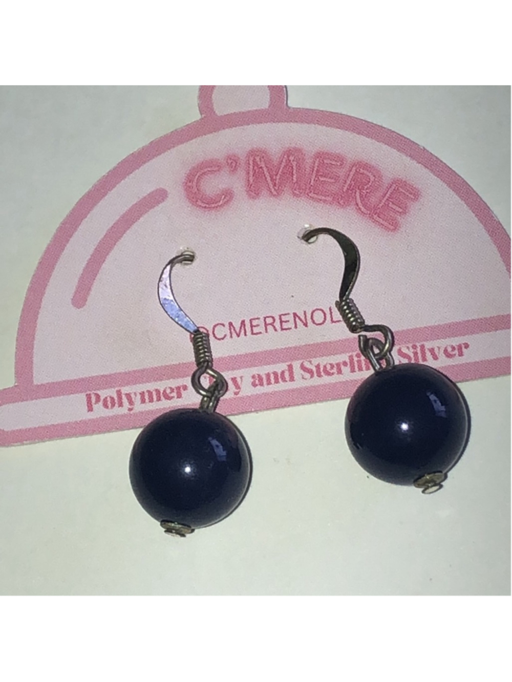 Navy Blue Bead Boho Drop Earrings - Sterling Hooks